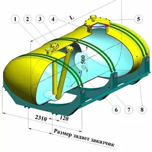 Емкости горизонтальные монолитные эллиптического сечения