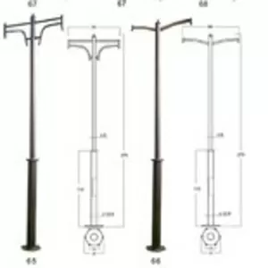 Опоры консольные уличного освещения,  фланцевые ОКС 1ф-6, 0(133-108мм)